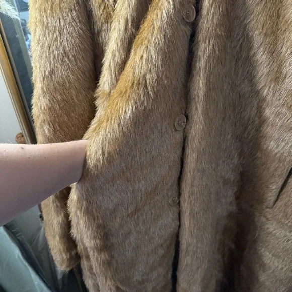 Roamans Black & Brown Reversible Faux Fur Full‑Length Trench Coat Plus Size Cozy - Picture 5 of 16